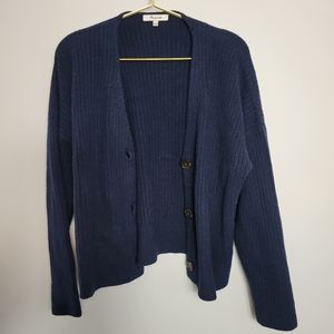 Large Madewell Navy Ribbed Wool Alpaca Blend Cardigan